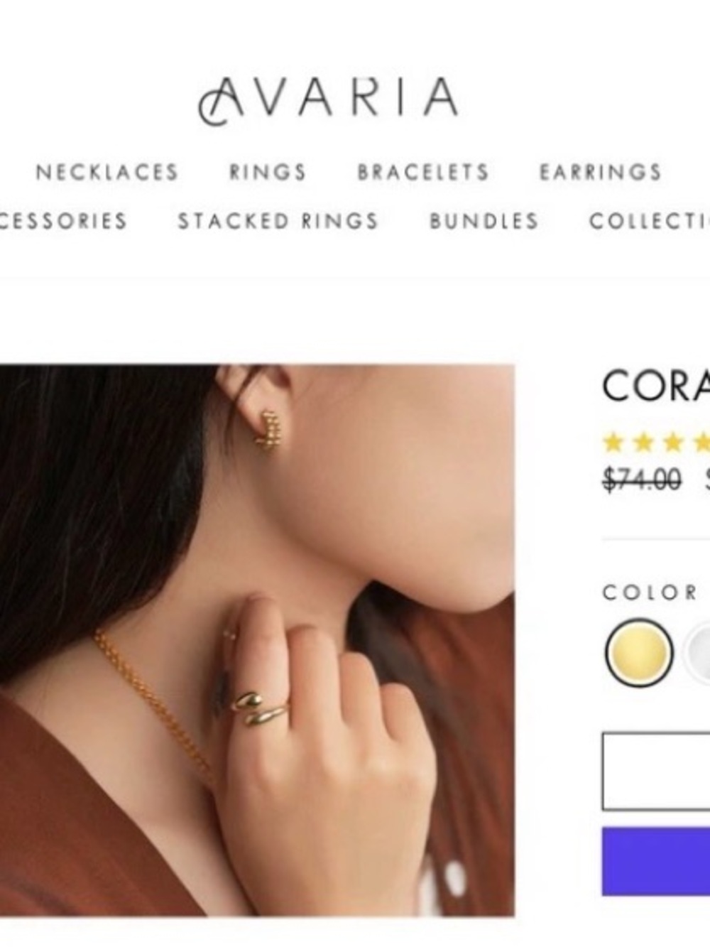 Avaria Cora Gold Sculpted Dome Ring